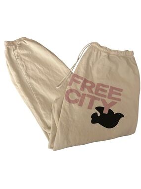 FreeCity Cream & Pink Sweatpants Joggers Size XL Black Dove
